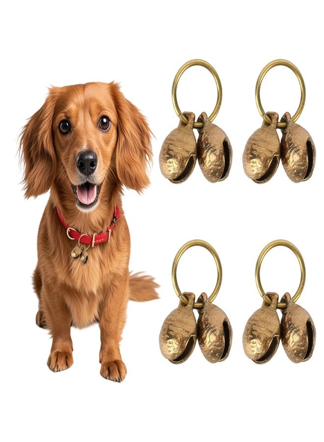 Penitue 4 Pairs Extra Loud Dog Copper Bells, 22mm/0.87in Brass Pet Collar Bells Vintage Charm Pendant for Small Dogs & Cats Collar Accessories Tracking Anti-Lost - Image 1